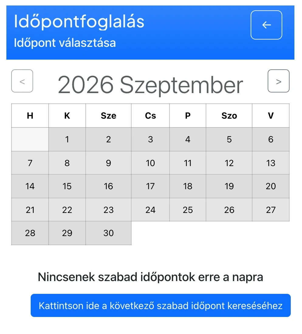 A mostani foglaló naptára